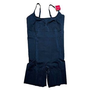 Spanx Plus Size On Core Mid-Thigh Bodysuit PS1715 3XL Sculpt Very Black